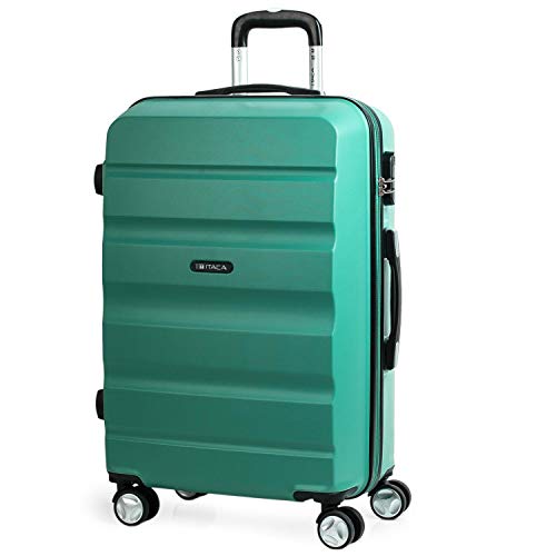 ITACA - Maleta de Viaje rígida 4 Ruedas Trolley 67 cm Mediana de abs Lisa. Dura y Ligera. candado Bonito diseño. Estudiante y Profesional. t71660, Color Aguamarina