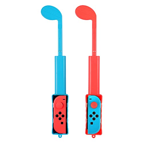 IWILCS 2 Piezas Accesorios de Juego Mario Golf, Golf Club Compatible con Nintendo Switch, Joy con Controller Grip para Mario Golf, Golf Games Hand Grip Accesorios para Super Rush - Rojo y Azul
