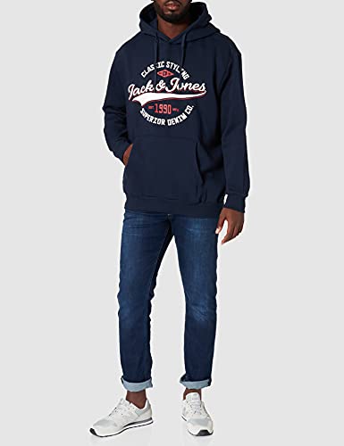 JACK & JONES PLUS JJELOGO Sweat Hood 2 Col 21/22 Noos PS Sudadera, Azul Marino, 4XL Grandes para Hombre
