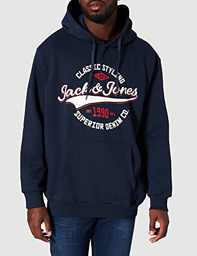 JACK & JONES PLUS JJELOGO Sweat Hood 2 Col 21/22 Noos PS suéter, Navy Blazer, 6XL de los Hombres