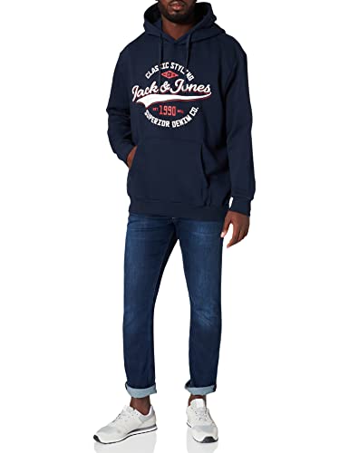 JACK & JONES PLUS JJELOGO Sweat Hood 2 Col 21/22 Noos PS suéter, Navy Blazer, 6XL de los Hombres
