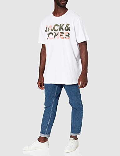 JACK&JONES PLUS Jjsoldier Logo tee SS Crew Neck PS Camiseta, Blanco, 5XL para Hombre