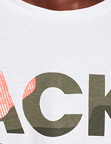 JACK&JONES PLUS Jjsoldier Logo tee SS Crew Neck PS Camiseta, Blanco, 5XL para Hombre