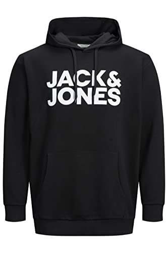 JACK&JONES PLUS Men's JJECORP Logo Sweat Hood NOOS PS Hooded Sweatshirt, Black, 6XL