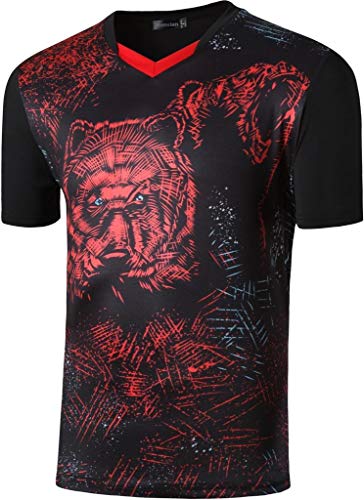 jeansian Hombre Deportiva Camisetas tee Shirt Tshirt T-Shirt de Manga Corta Dry Fit Tenis Golf Bolos LSL255 Black L