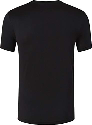jeansian Hombre Deportiva Camisetas tee Shirt Tshirt T-Shirt de Manga Corta Dry Fit Tenis Golf Bolos LSL255 Black L