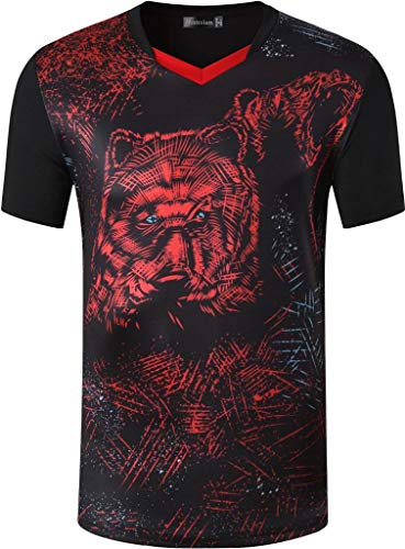 jeansian Hombre Deportiva Camisetas tee Shirt Tshirt T-Shirt de Manga Corta Dry Fit Tenis Golf Bolos LSL255 Black L