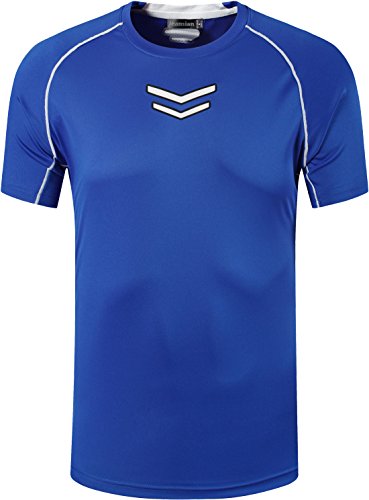 jeansian Hombres Deportes Wicking Quick Dry Respirable Corriente Training tee T-Shirt Sport Tops LSL215 Blue M