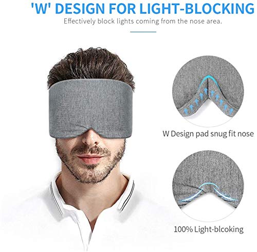 JEBBLAS 100% Hand Made Cotton Sleep Mask Blackout Super Soft and Comfortble Blocking Out Light Eye Mask for Sleeping Adjustable Blinder Blindfold Airplane with Travel Pouch