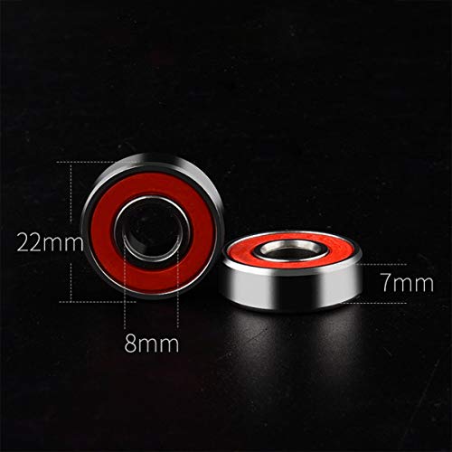 Jie Rodamiento, 4Pcs Double Shield Ball Skater Speed ​​Washers para Patines Largos, Negro Rojo