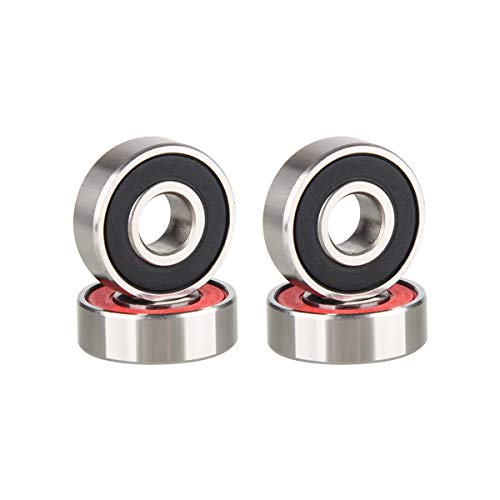 Jie Rodamiento, 4Pcs Double Shield Ball Skater Speed ​​Washers para Patines Largos, Negro Rojo