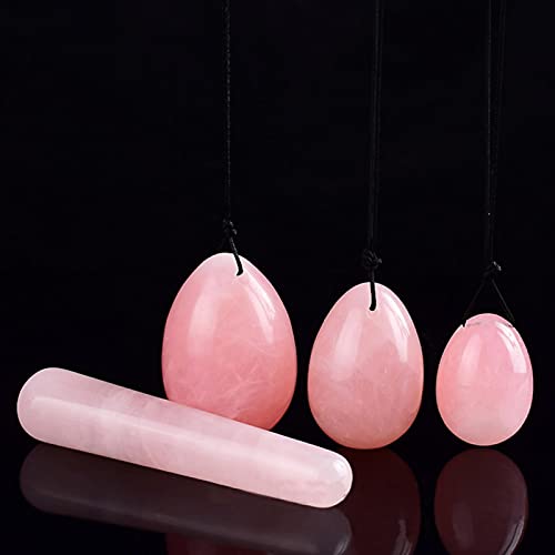 Juego de 4 herramientas de masaje en jade, herramienta de relaxación Yoni de cristal de cuarzo rosa, jade muslos pélvicos naturales para mujeres