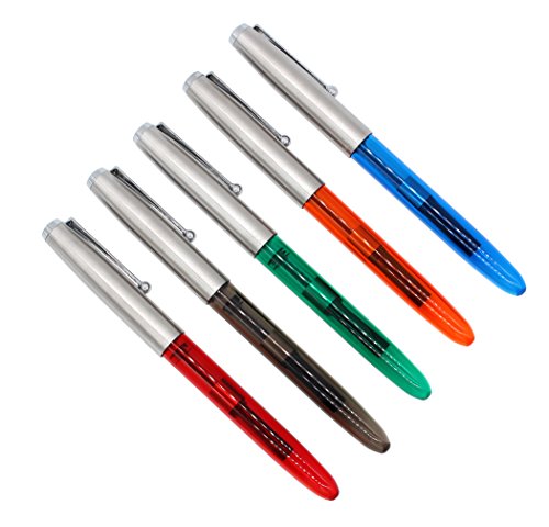 Juego de 5 fuentes de pluma plástica Jinhao 51A, color transparente, diversidad (azul, verde, gris, naranja, rojo)