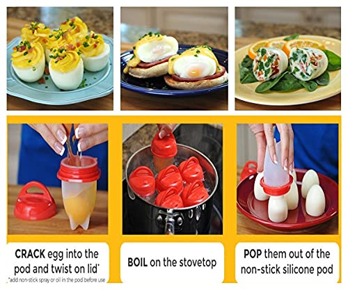 Juego de 6 huevos de cocina antiadherentes de silicona para huevos de silicona premium para huevos duros y duros, sin cáscara