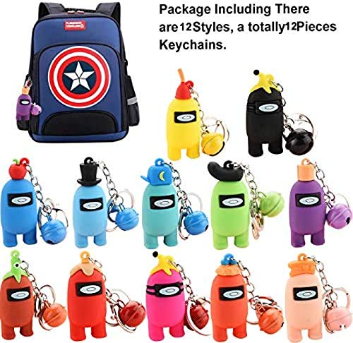 Juego de 6 llaveros de Among Us WHXJ de los personajes de Among Us, Among Us, juego de figuras de llavero de juguete, Toy for Game Fans Kids Adults, regalo de cumpleaños (estilo aleatorio)