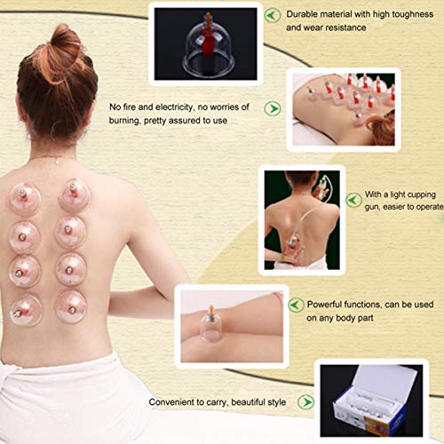 Juego de terapia de ventosas de 6 piezas, juego de ventosas de acupuntura chino profesional con bomba de vacío para masaje corporal, alivio del dolor