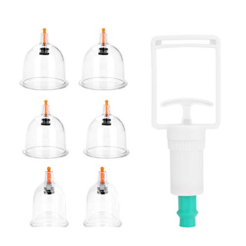 Juego de terapia de ventosas de 6 piezas, juego de ventosas de acupuntura chino profesional con bomba de vacío para masaje corporal, alivio del dolor