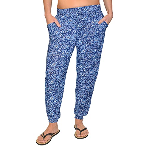 Just -Key Pantalones bombachos para mujer, pantalones de yoga, sarouelhose Baggy Harem pantalones Aladín Ballon, azul, L-XL