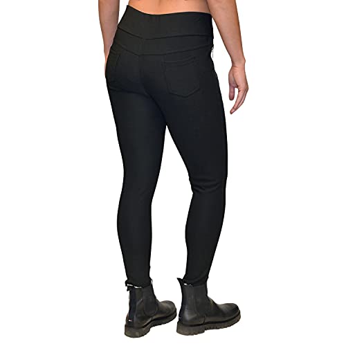 Just -Key Pantalones elásticos para mujer, color negro, opacos, cintura alta, elásticos y con cintura alta, tallas S a XXL, Negro , X-Large-XX-Large