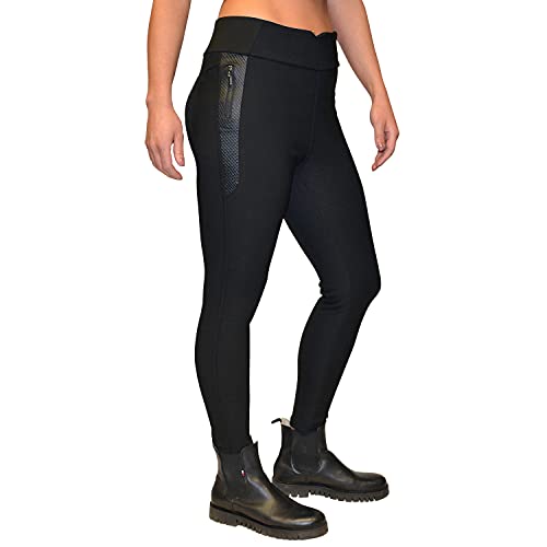 Just -Key Pantalones elásticos para mujer, color negro, opacos, cintura alta, elásticos y con cintura alta, tallas S a XXL, Negro , X-Large-XX-Large