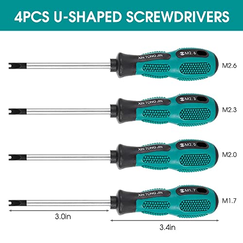 Kaimeilai Destornillador en forma de U, juego de destornilladores magnéticos de 4 piezas, destornillador herramienta de mano con punta tipo U llave CRV, juego de destornilladores CR-V