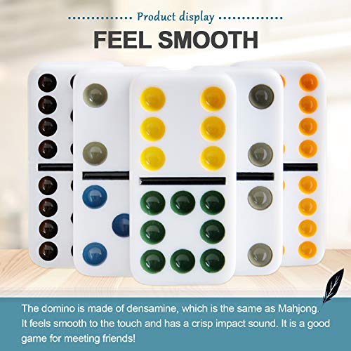 Kalolary Doble 12 Juego de Dominó de Tren Mexicano, Dominó Mexican Train Accesorios de Juego de Dominó con Estuche de Aluminio, Folleto de Instrucciones y Almohadillas de Puntuación (91 Piezas)