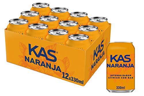 Kas Naranja - Bebida refrescante de zumo de fruta, lata 330 ml - Pack de 12 (Total 3960 ml)