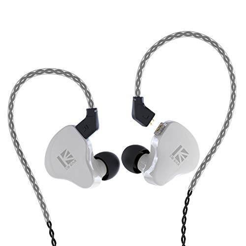 KBEAR KS1 in Ear Monitor, Auriculares Estéreo con Cable, Doble Circuito Magnectic Dinámico, HiFi Auriculares Cancelación de Ruido, Cable Desmontable(Blanco, sin Mic)