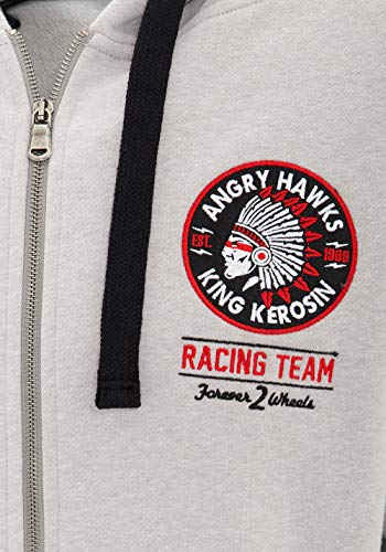 King Kerosin Angry Hawks Chaqueta, Gris, M para Hombre