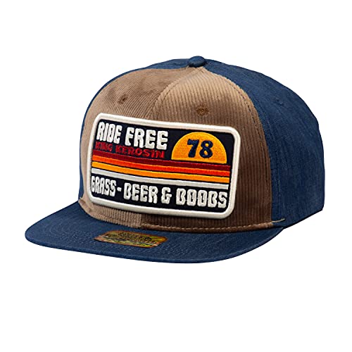 King Kerosin Gorra para hombre | Gorra plana | Parches | Cord Front | Algodón Ride Free