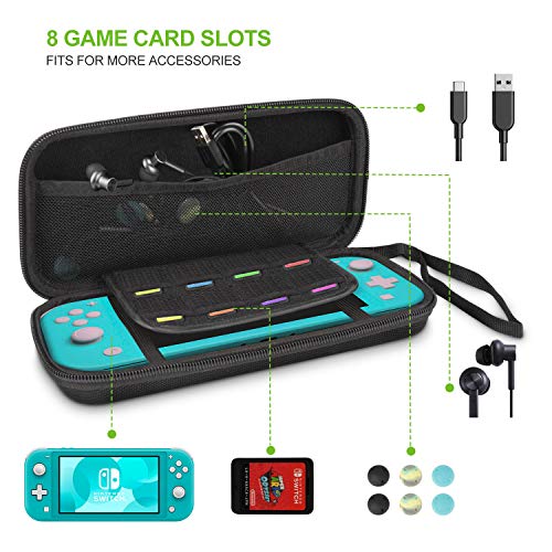 Kit 6 en 1 de Accesorios para Nintendo Switch Lite - Incluye Funda de Transporte para Nintendo Switch Lite, Funda Transparente, Protectores de Pantalla, Soporte Ajustable y Tapas de Joystick