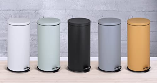 KITCHEN MOVE 905567E Black SS - Cubo de Basura de Cocina con Pedal (30 L, 29 x 66 cm), Acero Inoxidable, Color Azul, Acero Inoxidable ABS, Gris, Ø29xH66cm