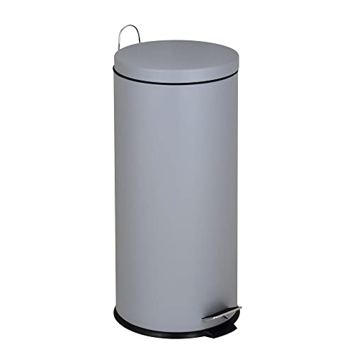 KITCHEN MOVE 905567E Black SS - Cubo de Basura de Cocina con Pedal (30 L, 29 x 66 cm), Acero Inoxidable, Color Azul, Acero Inoxidable ABS, Gris, Ø29xH66cm