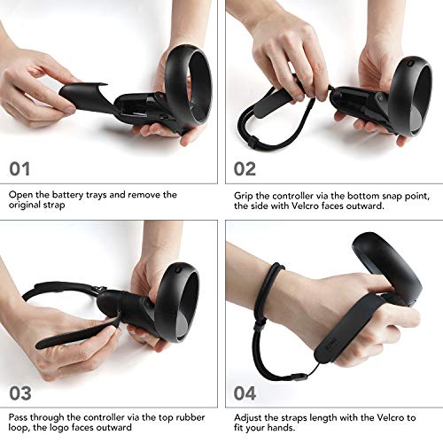 KIWI design Correa Ajustable de Nudillo para Controlador Oculus Quest/Oculus Rift S Accesorios, Correa de Fijación Ajustable con Cinta Mágica de Nylon