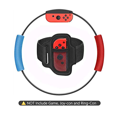 KONEE Accesorios Compatible con Nintendo Switch Ring Fit Adventure, Incluye 2 Cubiertas de Agarre Suave (Rojo + Azul), 1 Correa de Pierna Ajustable (No incluye Juegos, Joy-con y Ring-Con)