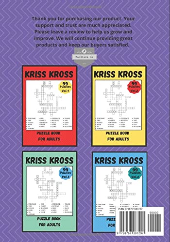 Kriss Kross Puzzle Book for Adults: Criss Cross Crossword Workbook - 99 puzzzles - Vol.5