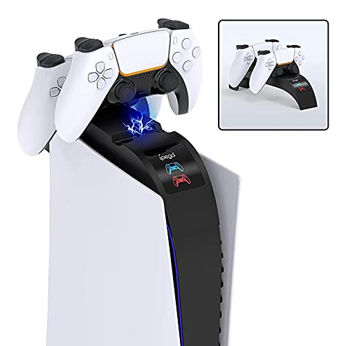 KUNMEI Soporte de Carga de Controlador Dual PS5, Accesorios PS5 con indicador LED, actualización, Cargador PS5 con Cable Tipo C, Controlador inalámbrico para P-laystation 5