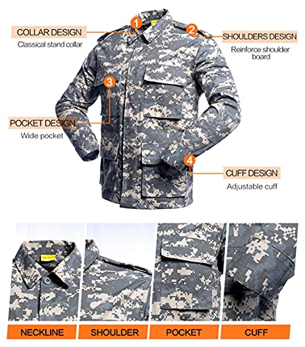 LANBAOSI, traje de combate uniforme BDU táctico para hombres, camisa militar, chaqueta, abrigo y conjunto de pantalones