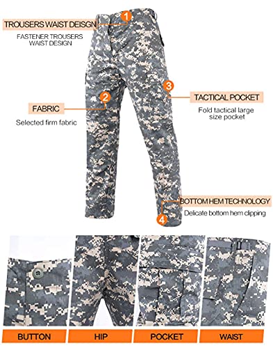 LANBAOSI, traje de combate uniforme BDU táctico para hombres, camisa militar, chaqueta, abrigo y conjunto de pantalones