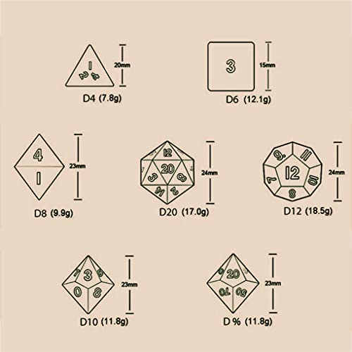 LANGWEI D&D Dungeons and Dragons Dice, Pretty Obsidian DND Juego De Dados Poliédricos para Juegos De Mesa, TRPG, Juegos De Dados De rol,D20