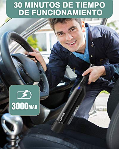 Laresar Aspiradora de Mano, 170W, 17000PA, Potente Aspirador Sin Cable Portatil, 2 velocidades, 3000mAh Batería & HEPA Filtro, LED, para Casa & Coche, Pelo Animal (Origin 1)
