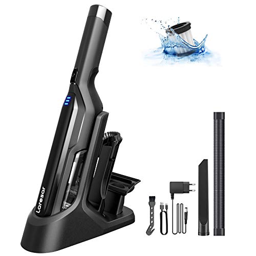 Laresar Aspiradora de Mano, 170W, 17000PA, Potente Aspirador Sin Cable Portatil, 2 velocidades, 3000mAh Batería & HEPA Filtro, LED, para Casa & Coche, Pelo Animal (Origin 1)