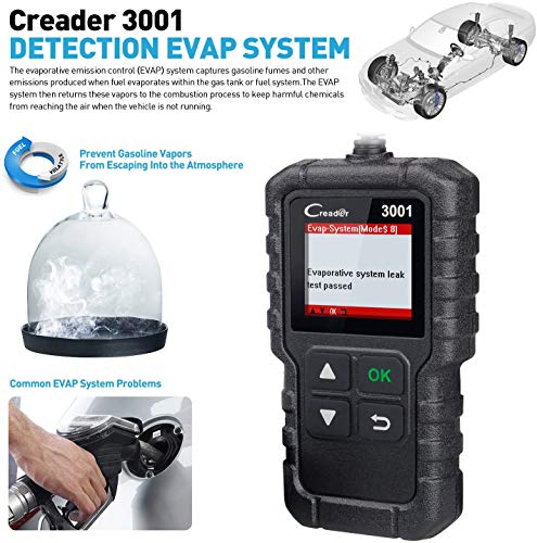 LAUNCH - Máquina de Diagnosis Creader 3001 OBD2, para vehículos, para el Control de la luz de avería del Motor, el Sistema de sensores O2 y el OBD, Lector de código, Herramienta de escaneo