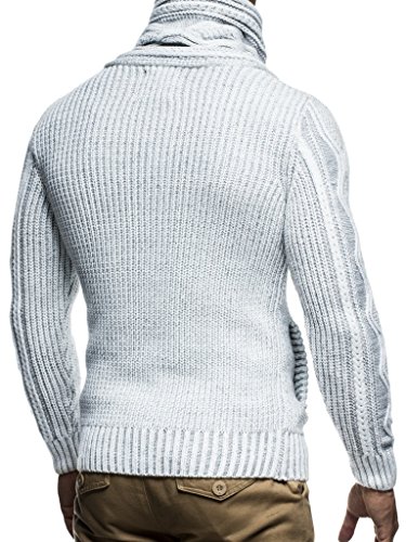 Leif Nelson Hombres Chaqueta de Punto con Cuello Chal LN-5065 Gris Small