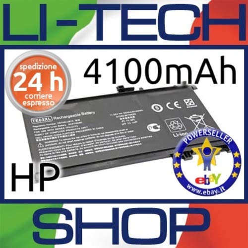 LI-TECH Batería compatible 4100 mAh para HP Pavilion 15-BC400NS 8 celdas negro de repuesto