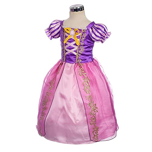 Lito Angels Disfraz de Princesa Rapunzel Vestido con Corona y Accesorios para Niña, Talla 5 años, Morada