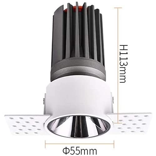 LogIme 5W / 7W 24 ° Ángulo de haz Foco empotrable LED 3000k CRI95 + COB Antideslumbrante Luz LED empotrada en el techo Mini foco pequeño sin bordes Distancia del orificio de montaje 60mm Foco empotrab