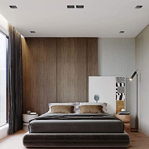 LogIme Foco empotrable COB Cuadrado antirreflejo de 7 W, 4000 K, sin Bordes, para el hogar, Comercial, Empotrado, luz de Techo, Aluminio, Duradero, LED empotrable, iluminación empotrable, Negro, 10 W