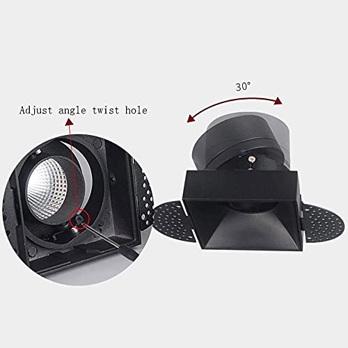 LogIme Foco empotrable COB Cuadrado antirreflejo de 7 W, 4000 K, sin Bordes, para el hogar, Comercial, Empotrado, luz de Techo, Aluminio, Duradero, LED empotrable, iluminación empotrable, Negro, 10 W