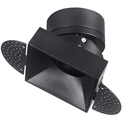 LogIme Foco empotrable COB Cuadrado antirreflejo de 7 W, 4000 K, sin Bordes, para el hogar, Comercial, Empotrado, luz de Techo, Aluminio, Duradero, LED empotrable, iluminación empotrable, Negro, 10 W